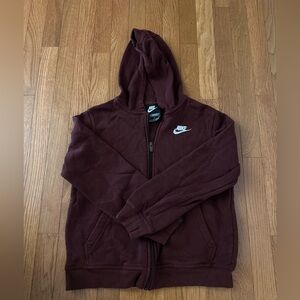Nike Club Fleece Youth Brown Zip Up Hooded Jacket